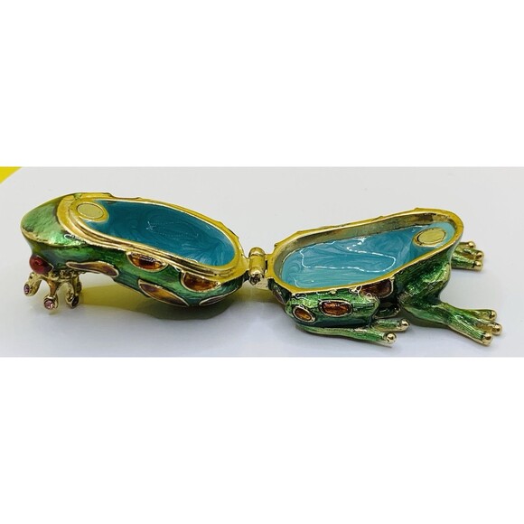 Monet King Frog Mini Trinket Ring Box Jeweled Enamel Magnetic Closure Original - Picture 7 of 11